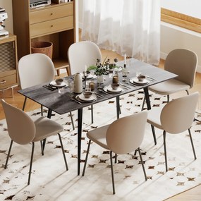 HOMCOM Masă Extensibilă pentru Sufragerie, 6-8 Persoane, 120-160x75 cm, Blat Efect Lemn, Picioare din Oțel | Aosom Romania