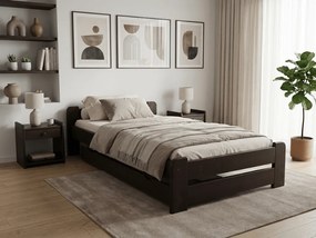 Pat de o persoana Emily 80x200 cm, nuc Saltele: Cu saltele Coco Maxi 20 cm, Somiera pat: Cu lamele drepte