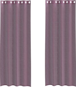 vidaXL Perdele Voile cu Oelii 2 buc Violet 140x260 cm