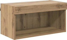 vidaXL Set comodă TV cu led Pe perete Stejar Artizanal Lemn compozit