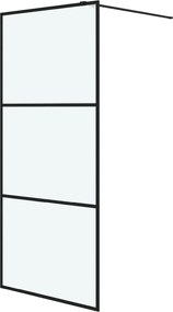 vidaXL Perete cabină duș walk-in negru 90x195 cm sticlă ESG mată