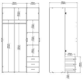 Șifonier alb 116x200 cm Space – Tvilum