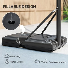 SPORTNOW Cos pentru baschet cu inaltime reglabila, 182-213 cm, Negru