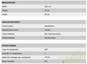 Aplica de perete exterior stil clasic IP43 Hermine AL 11K/82540/A schwarz-silber/aufwarts OR
