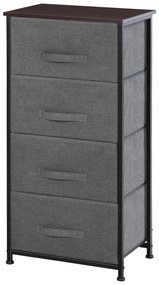 HOMCOM Comoda din Material Textil Mobila de Depozitare 4 sertare sifonier dim. 45L x 30l x 92H cm Cadru din metal gri | Aosom Romania