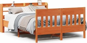 vidaXL Cadru de pat fără saltea, maro ceruit 140x200 cm lemn masiv pin