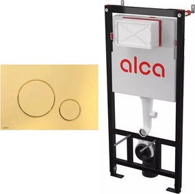 Set rezervor WC cu cadru incastrat Alca AM101/1120 si clapeta de actionare M675 auriu lucios