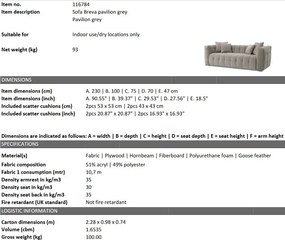 Canapea moderna design LUX Breva, Pavilion grey