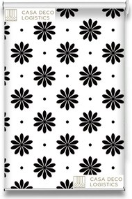Roletă textilă Floral 8008 albă cu flori negre