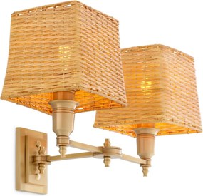 Aplica de perete LUX cu abajur din ratan Lexington alama antic