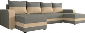Coltar extensibil in forma de U VALERIO 305x140 cm, gri deschis/bej