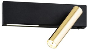 Aplica LED moderna pentru noptiera dormitor JASPER negru/auriu