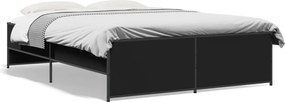 vidaXL Cadru de pat, negru, 120x190 cm, lemn prelucrat și metal