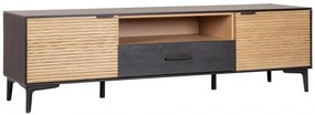 Comoda TV neagra/naturala din lemn de Frasin si MDF, 154x40x44 cm, Allycia Bizzotto