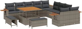 vidaXL Set de canapele pentru grădină cu pernă 13 pcs Gri