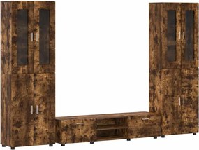vidaXL Set comodă TV cu sertar FLORIN Stejar fumuriu Lemn compozit