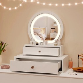 Oglindă de machiaj de masă cu 2 sertare