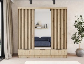 Șifonier cu 3 uși glisante si oglinda, 180x60x204 cm, Voodi III, Eltap