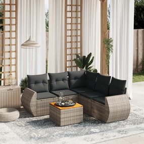 vidaXL Set mobilier grădină cu perne, 6 piese, gri, poliratan
