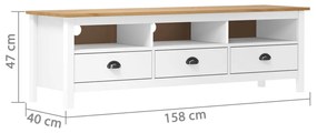 Comoda TV Hill Range, alb, 158x40x47 cm, lemn masiv de pin Alb si maro, 1