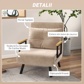 HOMCOM Canapea Extensibilă cu Spătar Reglabil pe 5 Nivele, Canapea Pat Individuală Pliabilă cu Perne, 63x73x81 cm, Negru | Aosom Romania