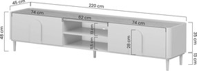 Comodă TV Amilio 220 cm cu sertar - eucalipt / stejar baltic dune / mânere stejar natural