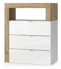 Dulap coloana mediu LC Mobili Italia Hamburg finisaj alb lucios/maro lemn 64x78 cm