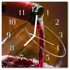 Ceas de perete din sticla pătrat Vin Alimente și băuturi Red