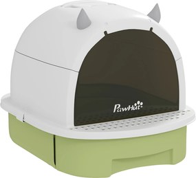 PawHut Litieră cu Capac, Tavă pentru Nisip tip Sertar cu Filtru de Carbon și Lopățică, 40,5x52x39 cm, Gri | Aosom Romania