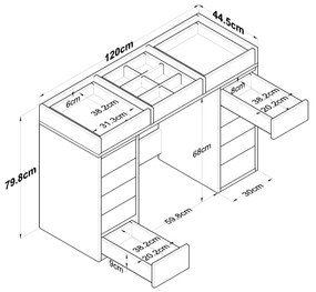 Masa de toaleta BJ105 Alb 120x79.8x44.5 cm