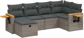 vidaXL Set mobilier grădină cu perne, 6 piese, gri, poliratan