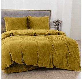 Lenjerie microfleece MUSTERO olive Dimensiune lenjerie de pat: 2 buc 70 x 90 cm | 200 x 220 cm