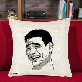 Perna Decorativa Yao Ming Meme, 40x40 cm, Crem Reliefat, Husa Detasabila, Perna Inclusa, BEKZ®