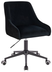 HR920K Scaun Neagră din Catifea cu Bază Neagră