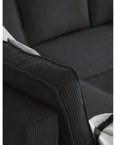 Colțar gri antracit extensibil cu tapițerie din catifea reiată (cu colț pe partea stângă /în formă de "U") Brave Dave – Miuform