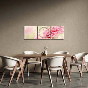 Tablou - Floare roz, aquarel (cu ceas) (90x30 cm)