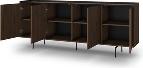 Comodă patru uși Zenar 200 cm - nuc elegant / negru