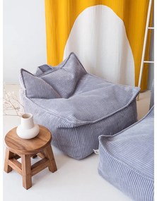 Fotoliu puf pentru copii albastru cu tapițerie din catifea reiată Chair – Wigiwama