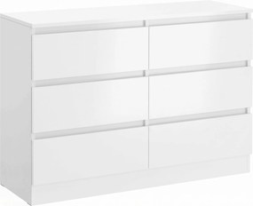 HOMCOM Comodă cu Sertare 6 Sertare Modernă cu Mânere Integrate Ascunse, Economisire Spațiu, PAL, 100x35x69 cm, Alb | Aosom Romania