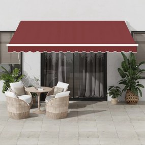 vidaXL Copertina retractabilă manual, vișiniu, 400x300 cm