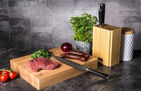 Set de cuțite G21 Damascus Premium în bloc de bambus, 3 bucăți + piatră de ascuțit