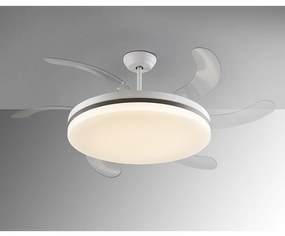 Lustra LED cu Ventilator si telecomanda, lame retractabile Vento alb/ bronz