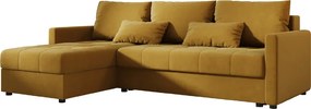 Coltar extensibil de colt VENORIA, mustar, reversibil, 220x143 cm + 2 perne GRATUIT