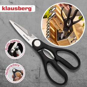 Set de cuțite de bucătărie Klausberg KB 9038, 13 piese, ascuțitor încorporat, oțel inoxidabil, suport, maro