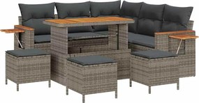 vidaXL Set de canapele pentru grădină cu pernă 9 pcs Gri