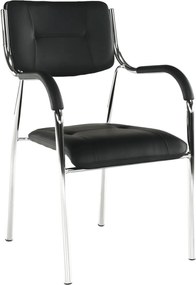 Scaun ILHAM, negru/crom, piele ecologica/metal, 52x55x85 cm