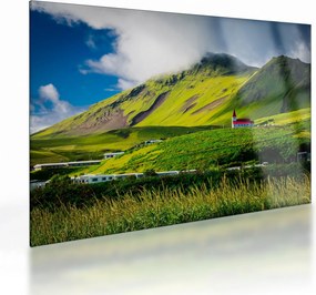 Tablou pe sticlă cu peisaj montan (70x50 cm)
