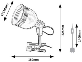 Lampă cu clemă 1xE14/25W/230V neagră Rabalux 3092