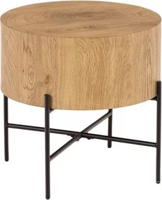 Masă de cafea rotundă Liviano 45 cm cu picioare metalice - stejar natural / negru
