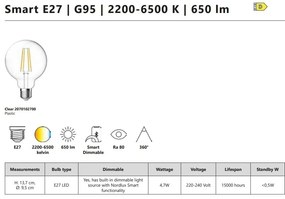 Bec Smart E27 G95 Deco 2200-6500K 650Lm Clear